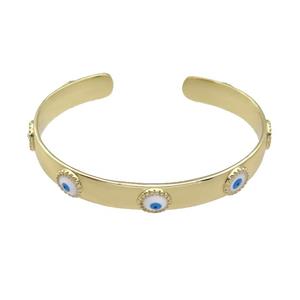 copper Bangles with enamel Evil Eye, gold plated, approx 9mm, 50-63mm [FN27861]