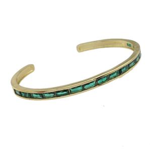 copper Bangles paved green zircon, gold plated, approx 5mm, 50-63mm [FN27862]