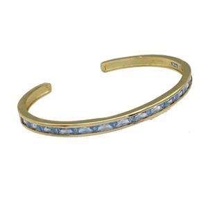 copper Bangles paved lt.blue zircon, gold plated, approx 5mm, 50-63mm [FN27863]