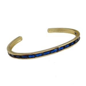 copper Bangles paved darkblue zircon, gold plated, approx 5mm, 50-63mm [FN27864]