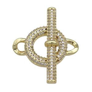 copper connector paved zircon, gold plated, approx 26-31mm [FN27873]