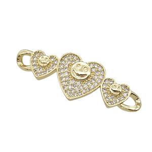 copper Heart Link connector, gold plated, approx 13-40mm [FN27876]