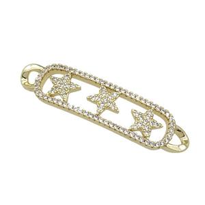 copper Star connector paved zircon, gold plated, approx 10-44mm [FN27881]