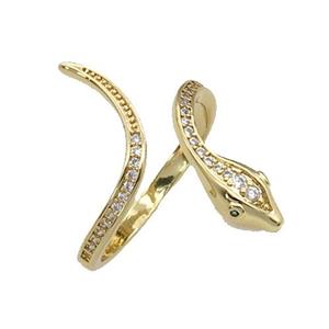 copper Rings paved zircon, snake, gold plated, approx 28mm, 18mm dia [FN27893]