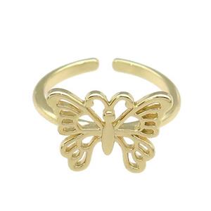 copper Butterfly Rings, gold plated, approx 12-16mm, 18mm dia [FN27894]
