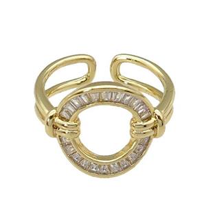 copper Rings paved zircon, circle, gold plated, approx 15mm, 18mm dia [FN27897]
