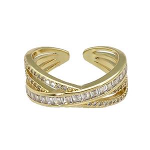 copper Rins paved zircon, gold plated, approx 8mm, 18mm dia [FN27900]