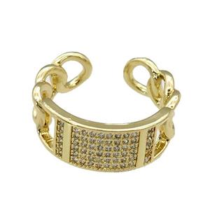 copper Ring paved zircon, gold plated, approx 8mm, 18mm dia [FN27901]