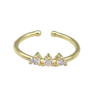 copper Rings paved zircon, gold plated, approx 3mm, 18mm dia [FN27902]