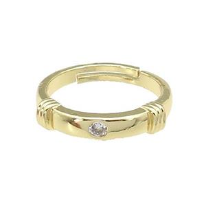 copper Rings paved zircon, adjustable, gold plated, approx 4.5mm, 18mm dia [FN27903]