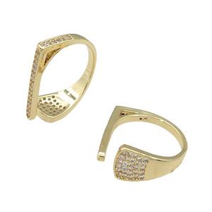 copper Rings paved zircon, gold plated, approx 9mm, 22mm, 18mm dia [FN27906]