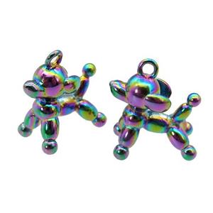 copper Dog charm pendant, rainbow electroplated, approx 14mm [FN27912]