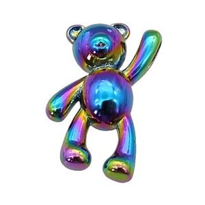 copper Bear charm pendant, rainbow electroplated, approx 16-24mm [FN27914]