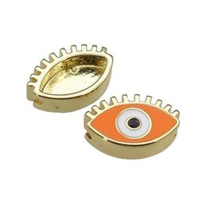 copper Evil Eye beads with orange enamel, gold plated, approx 9-14mm [FN27961]