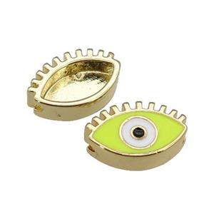 copper Evil Eye beads with yellow enamel, gold plated, approx 9-14mm [FN27962]