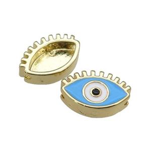 copper Evil Eye beads with blue enamel, gold plated, approx 9-14mm [FN27966]