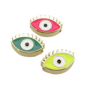 copper Evil Eye beads with enamel, gold plated, mixed, approx 9-14mm [FN27969]