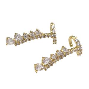 copper Clip Earrings paved zircon, gold plated, approx 10-22mm [FN27971]