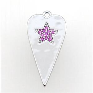 copper heart pendant paved hotpoink zircon, platinum plated, approx 12-23mm [FN27985]