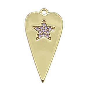 copper heart pendant paved lt.purple zircon, gold plated, approx 12-23mm [FN27989]