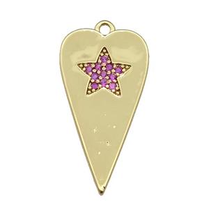 copper heart pendant paved hotpink zircon, gold plated, approx 12-23mm [FN27991]