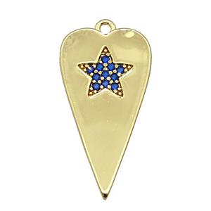 copper heart pendant paved blue zircon, gold plated, approx 12-23mm [FN27992]
