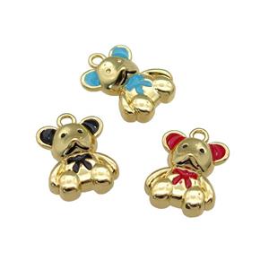 copper Bear pendant with enamel, gold plated, mixed, approx 12-15mm [FN28003]