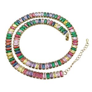 copper Bracelet paved zircon, multicolor, gold plated, approx 7mm, 38-43cm length [FN28024]