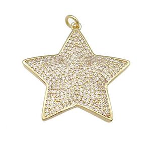 copper Star pendant paved zircon, gold plated, approx 30mm [FN28061]