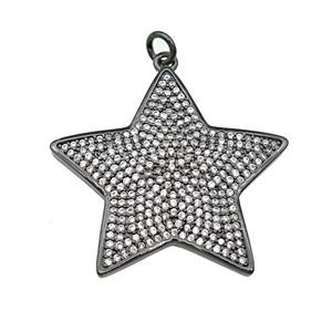 copper Star pendant paved zircon, black plated, approx 30mm [FN28062]