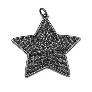 copper Star pendant paved zircon, black plated, approx 30mm [FN28063]