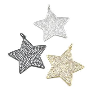 copper Star pendant paved zircon, mixed, approx 30mm [FN28064]