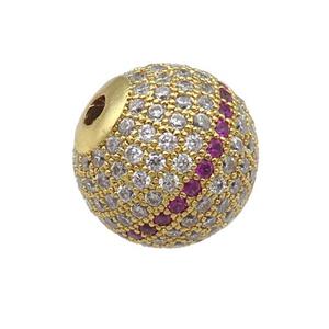 round Copper Beads Paved Zircon, gold plated, approx 18mm dia [FN28067]