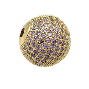 round Copper Beads Paved Zircon, gold plated, approx 18mm dia [FN28068]