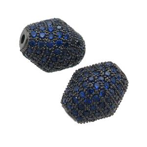 copper bicone Beads paved blue zircon, black plated, approx 12-14mm [FN28070]