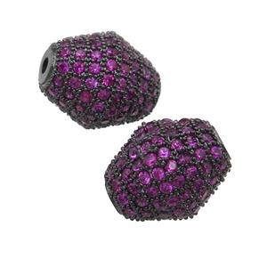 copper bicone Beads paved hotpink zircon, black plated, approx 12-14mm [FN28072]