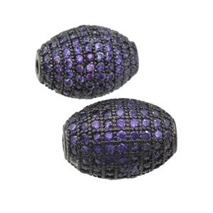 copper barrel Beads paved purple zircon, black plated, approx 12-16mm [FN28083]