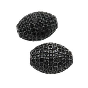 copper barrel Beads paved black zircon, black plated, approx 12-16mm [FN28088]