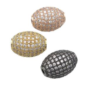 copper barrel Beads paved zircon, rice, mixed, approx 12-16mm [FN28093]