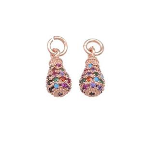 copper teardrop pendant paved zircon, multicolor, rose gold, approx 6-10mm [FN28097]