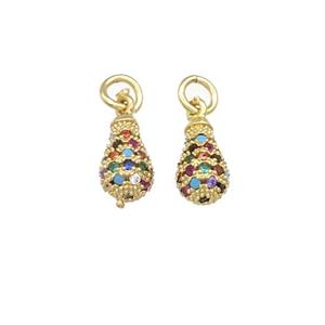 copper teardrop pendant paved zircon, multicolor, gold plated, approx 6-10mm [FN28099]