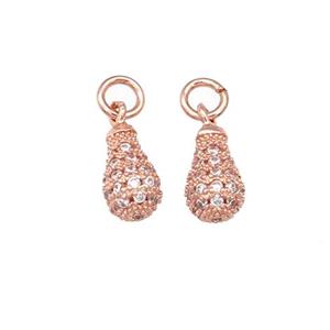 copper teardrop pendant paved zircon, rose gold, approx 6-10mm [FN28104]