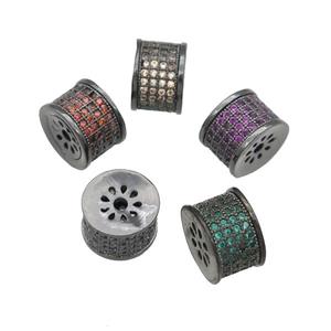 copper tube spaces Beads paved zircon, black plated, mixed, approx 7-10mm [FN28115]