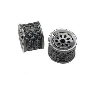 copper tube beads paved zircon, black plated, approx 7-10mm [FN28119]