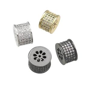 copper tube spacer beads paved zircon, mixed, approx 7-10mm [FN28120]