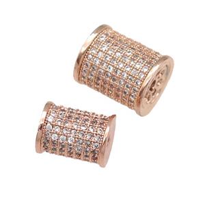 copper tube beads paved zircon, rose gold, approx 8-10mm [FN28121-8MM]