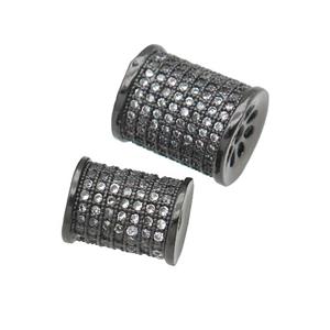 copper tube beads paved zircon, black plated, approx 10-12mm [FN28124-10MM]