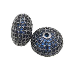 copper rondelle beads pave blue zircon, black plated, approx 9x14mm [FN28134-L]