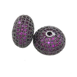 copper rondelle beads pave hotpink zircon, black plated, approx 9x14mm [FN28135-L]