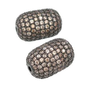 copper barrel Beads pave champagne zircon, black plated, approx 12-19mm [FN28144]